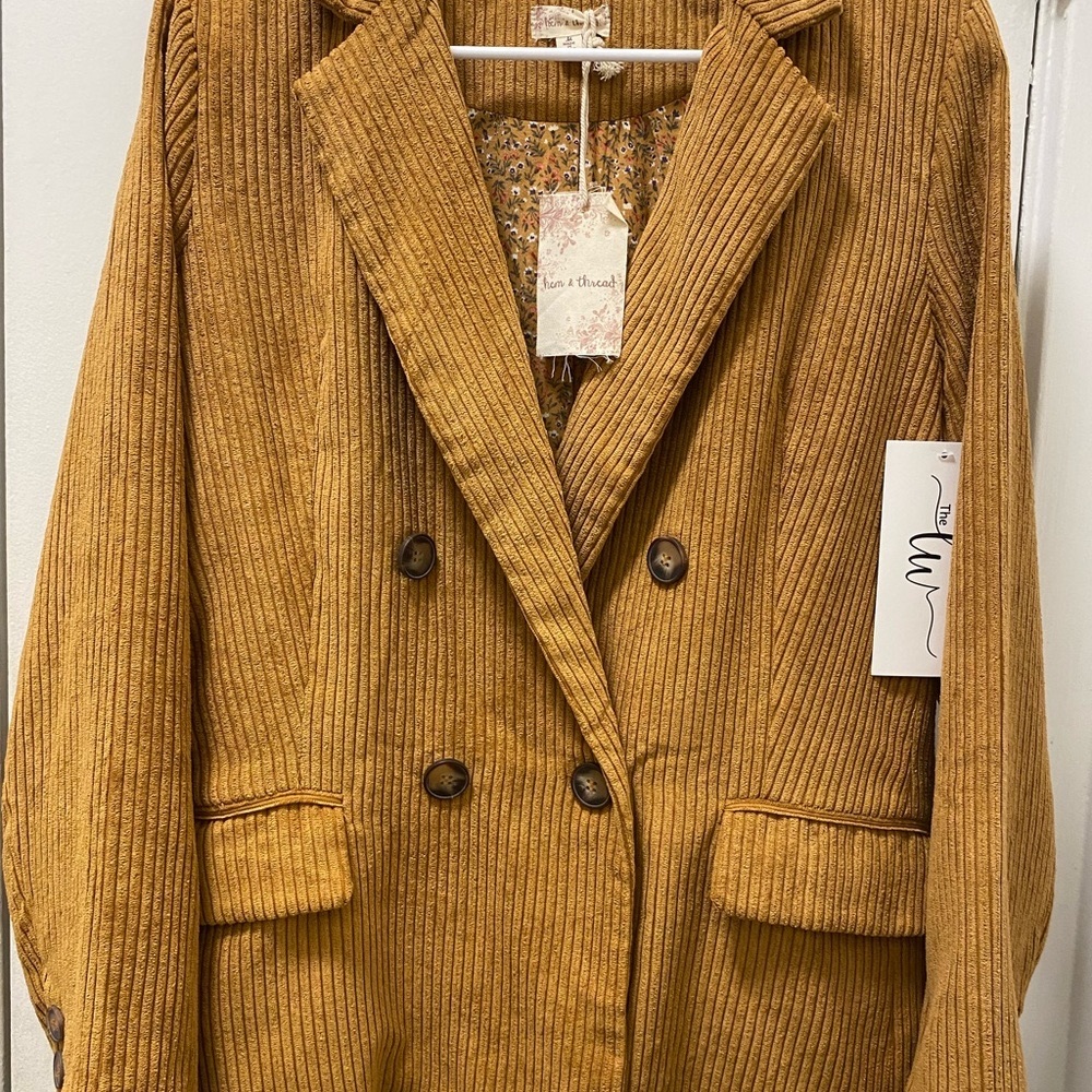 NWT Hem & Thread Corduroy double breasted blazer